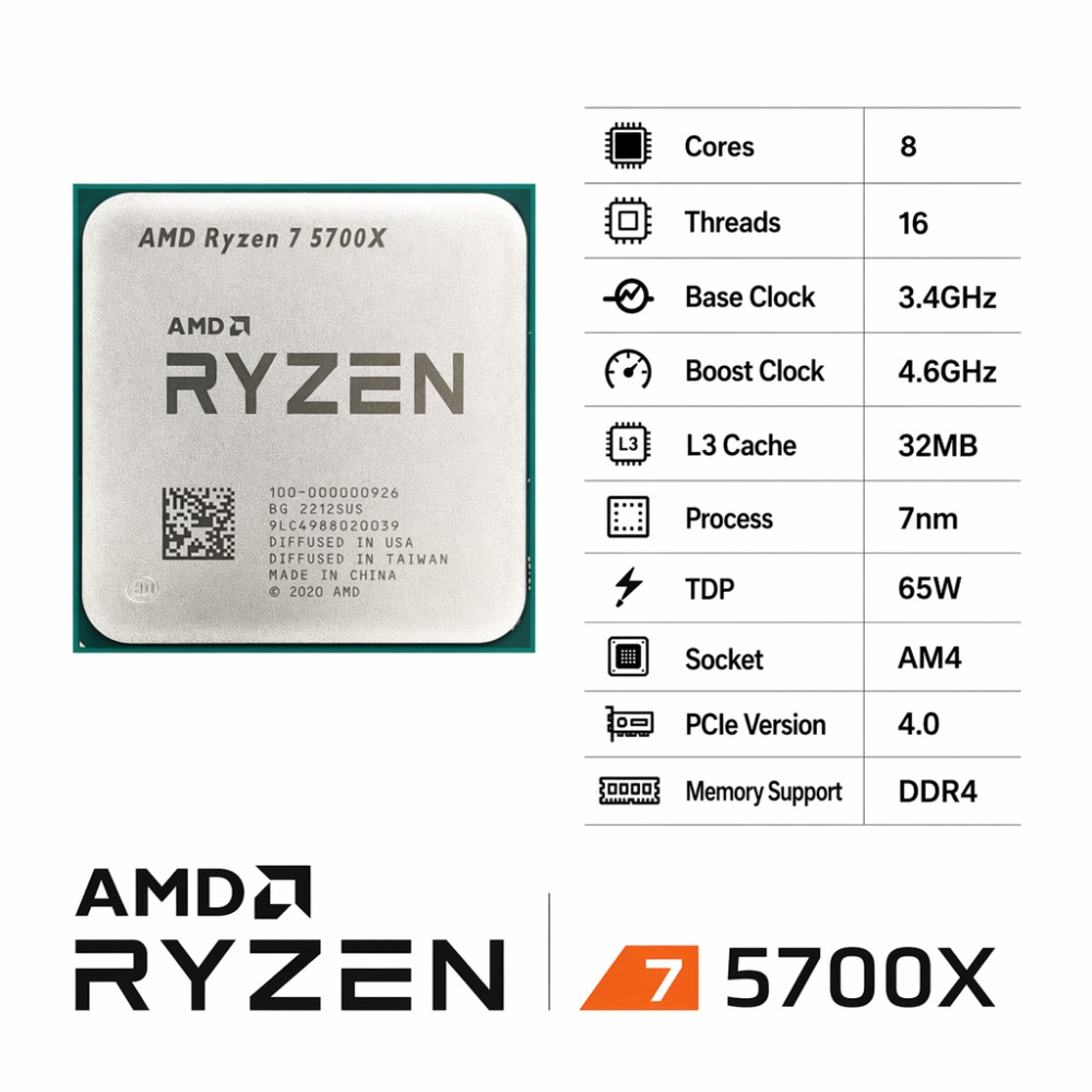 7NM AMD Ryzen 7 5700X AM4 CPU  - Amd Cpu Ryzen 7 评论和价格