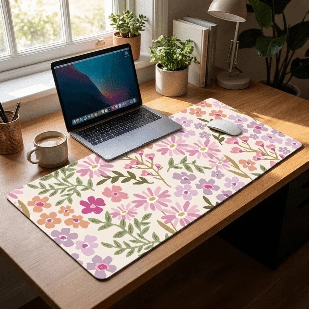 Stain-resistant Large Floral D - Gaming Desk Mat 评论和价格