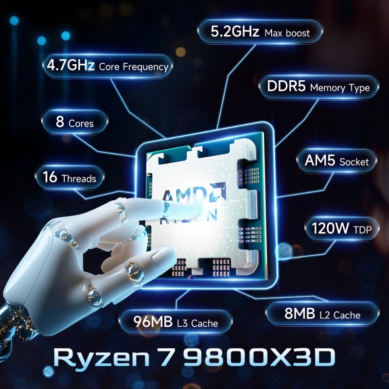AMD Ryzen 7 9800X3D X3D Cache  - Amd Cpu Ryzen 7 评论和价格