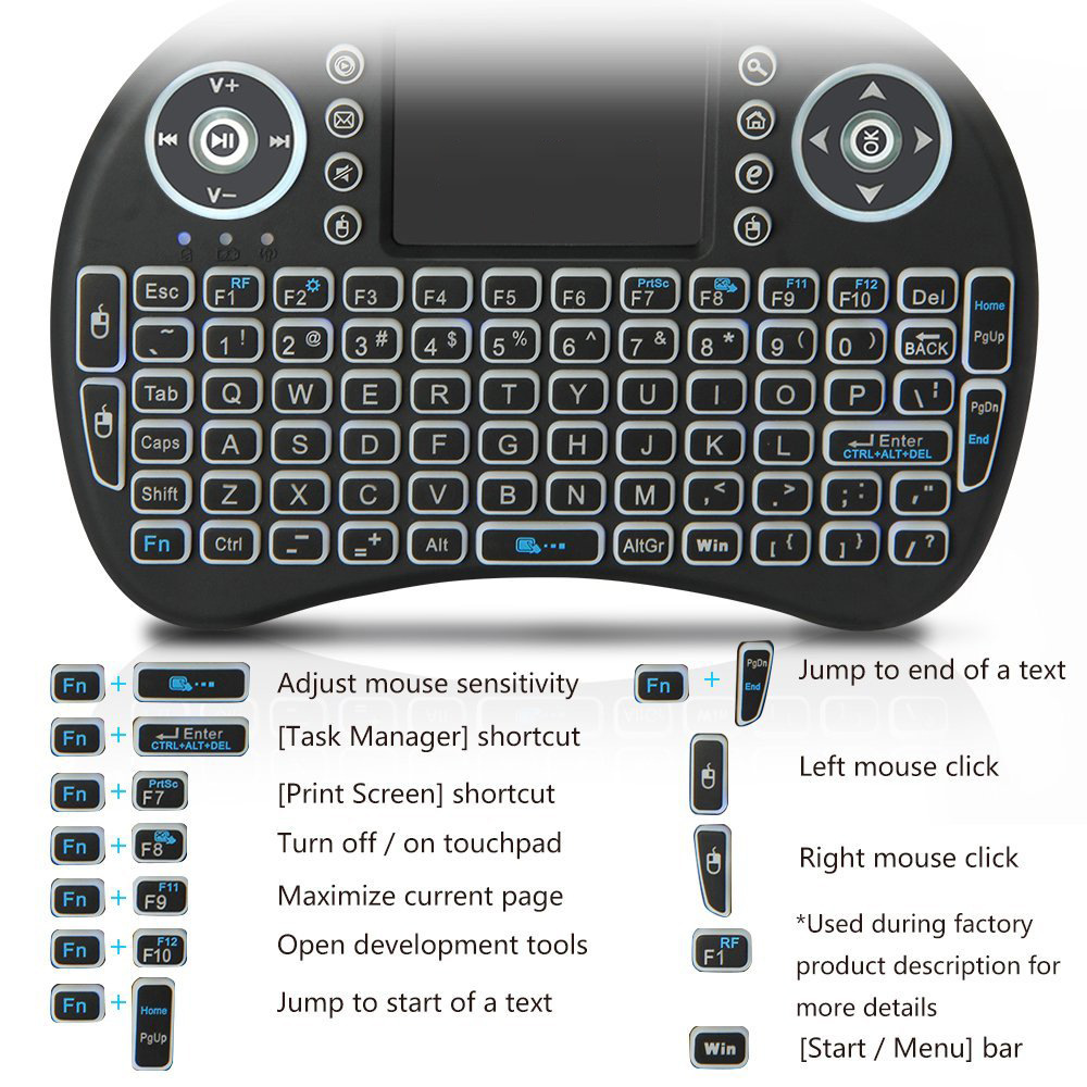 Backlit Mini Wireless Keyboard - Pc Gaming Kit 评论和价格